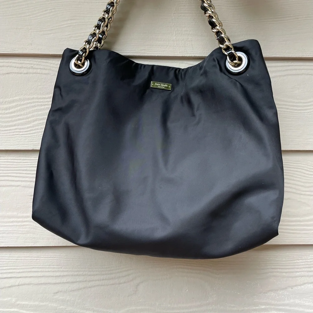 kate spade Black Tote with Gold Chain Handles